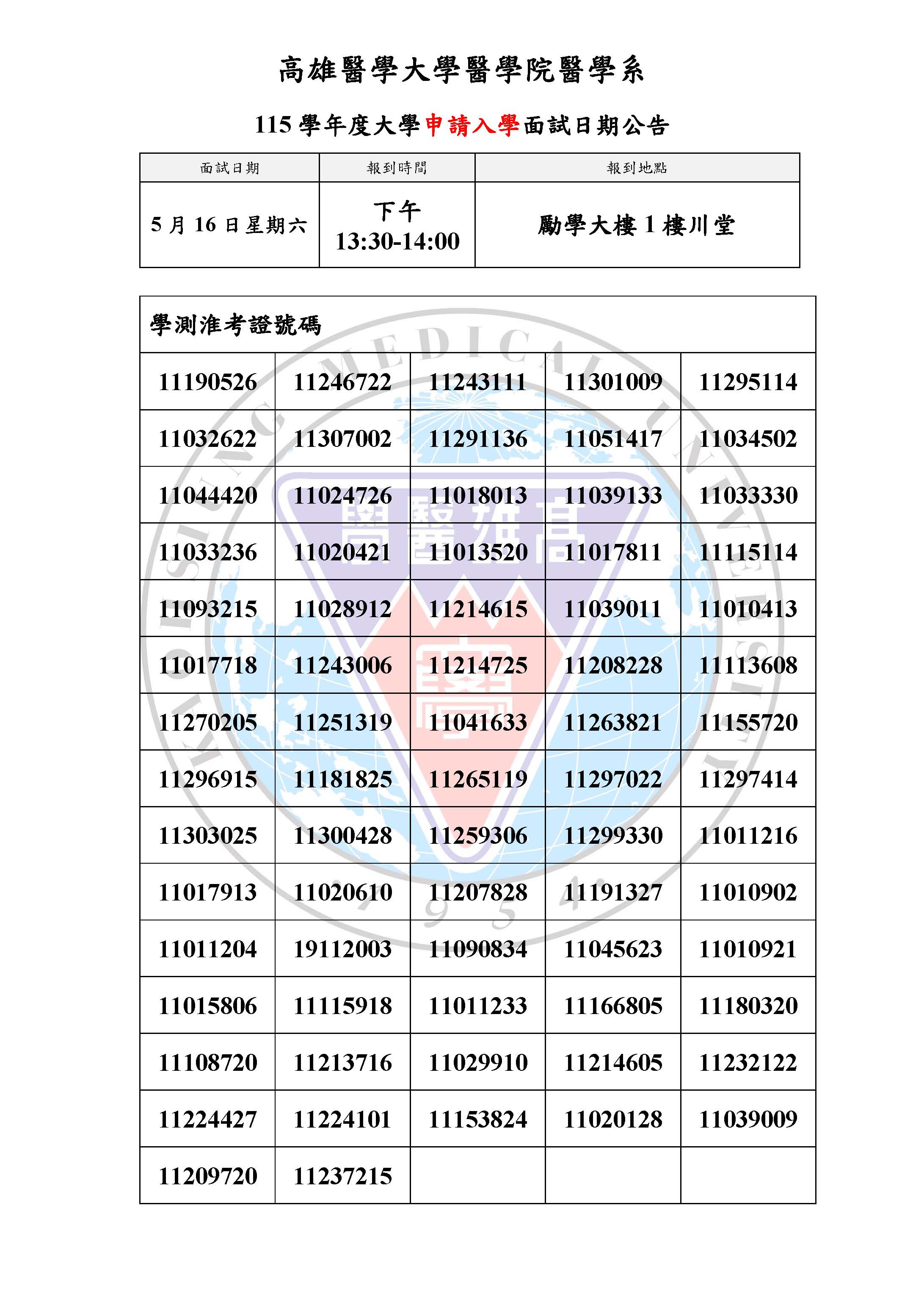 115學年度醫學系申請入學報到公告 頁面 2